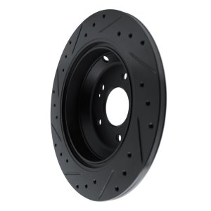 Genesis G80 Brake Rotor (1) - Rear Right - R1 Concepts - Drilled & Slotted - Black - `09-`20